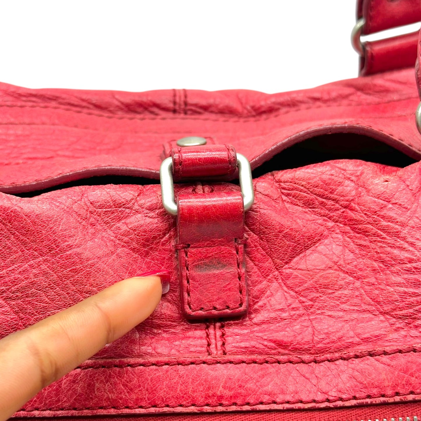 Balenciaga Red Leather City Small 2-Way Duffle Bag