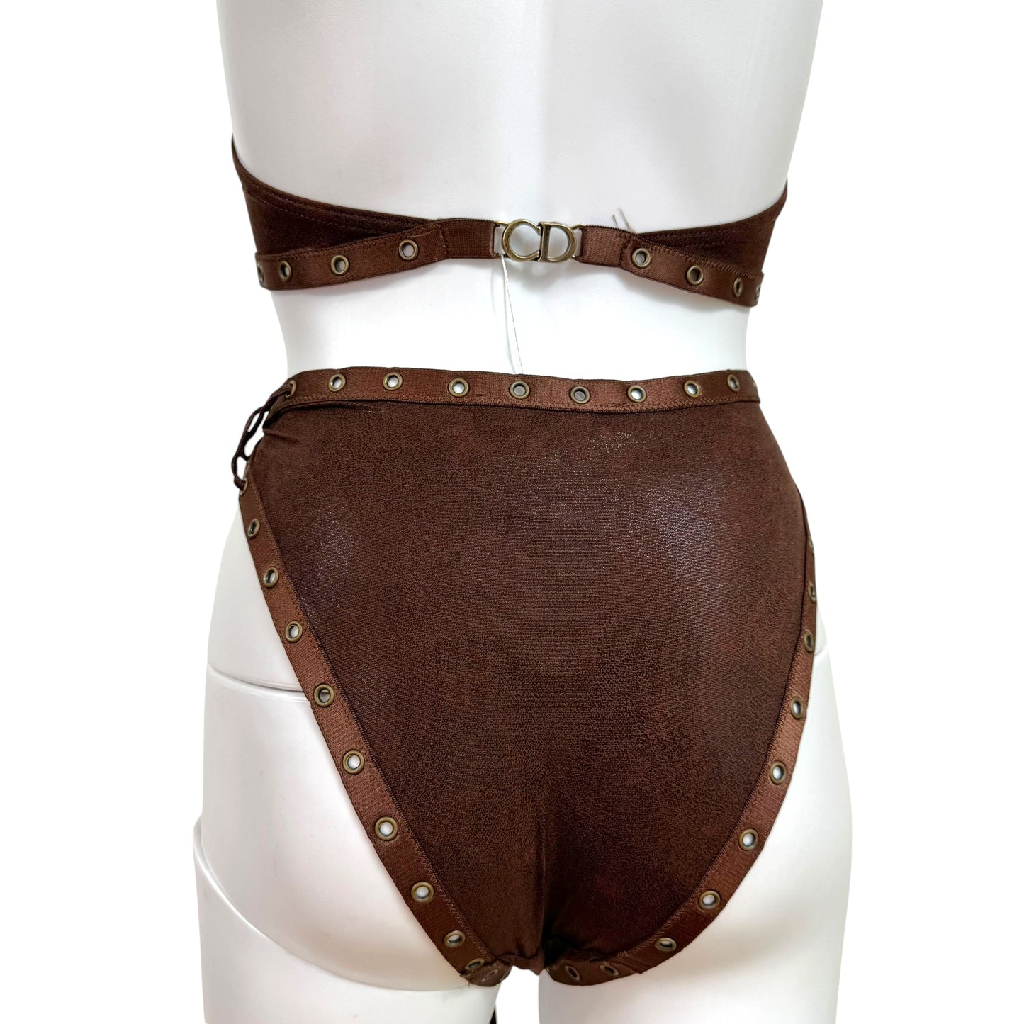 Christian Dior S/S 2003 Brown Lace Up Bikini Set
