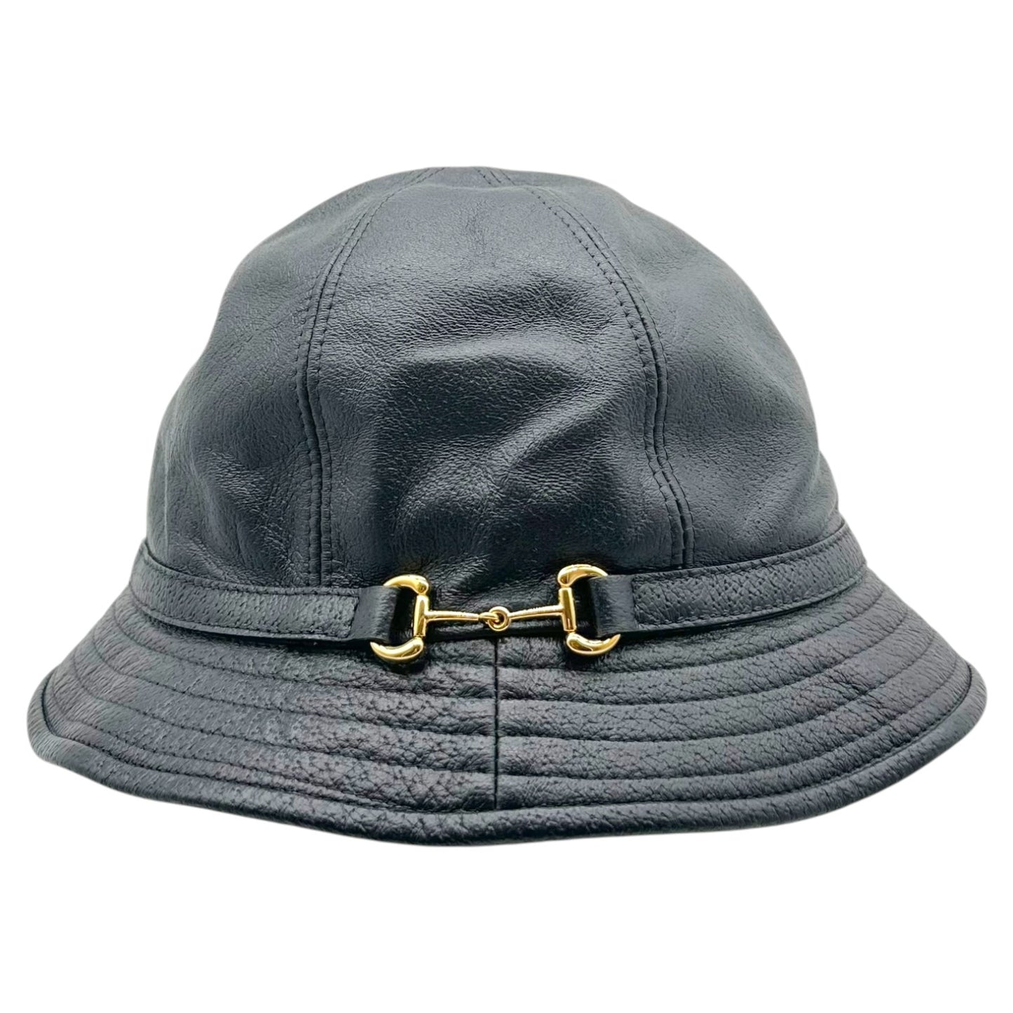 Gucci Leather Gold Horsebit Bucket Hat