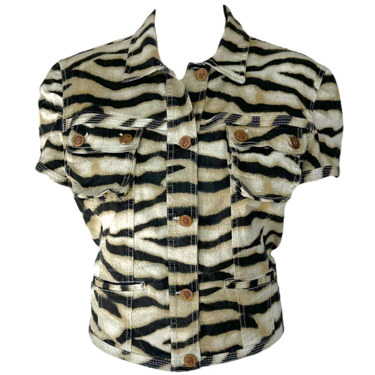 Just Cavalli Roberto Cavalli Tiger Print Crop Short Sleeve Jacket