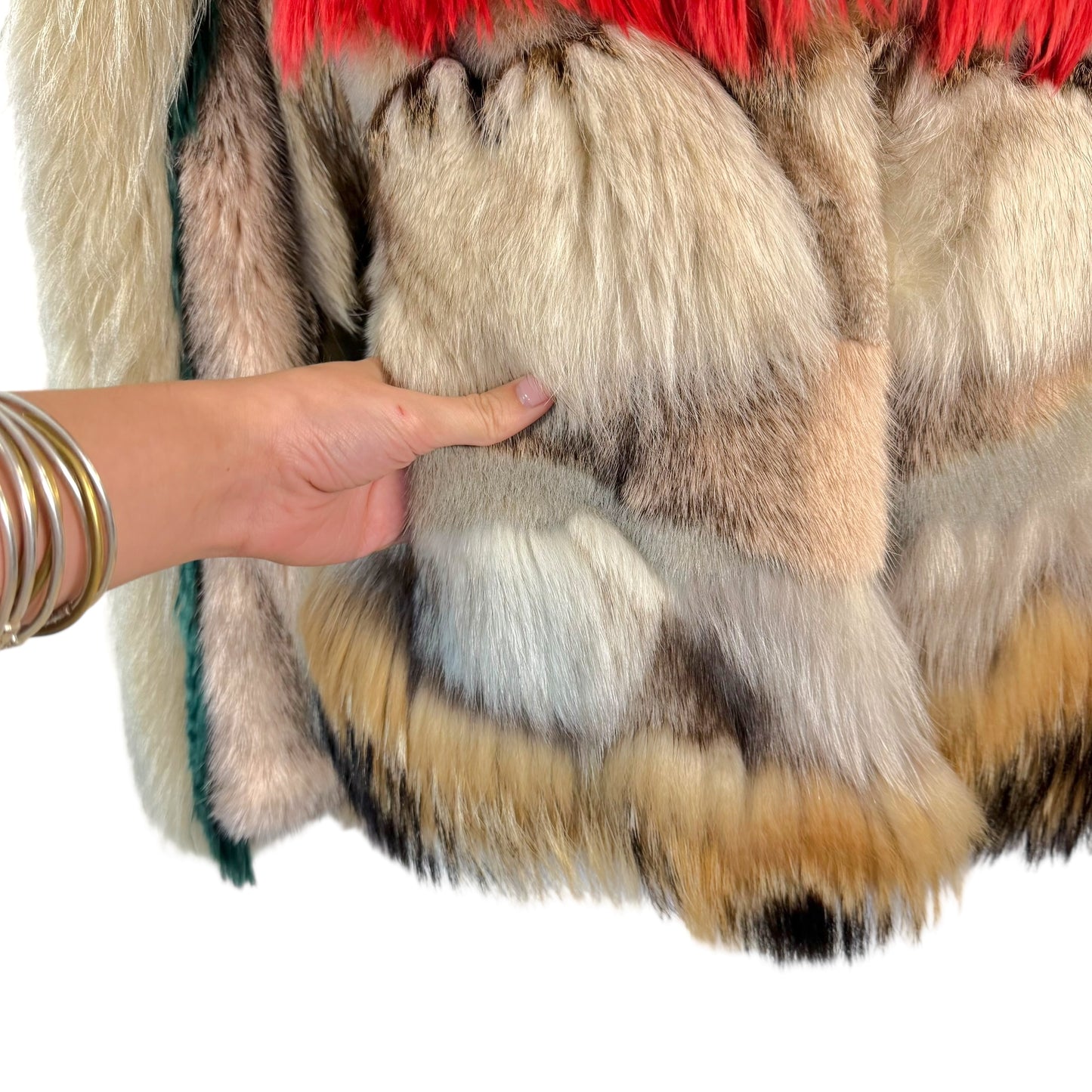 Roberto Cavalli Fur Coat Multicolor Patchwork Lynx Mink