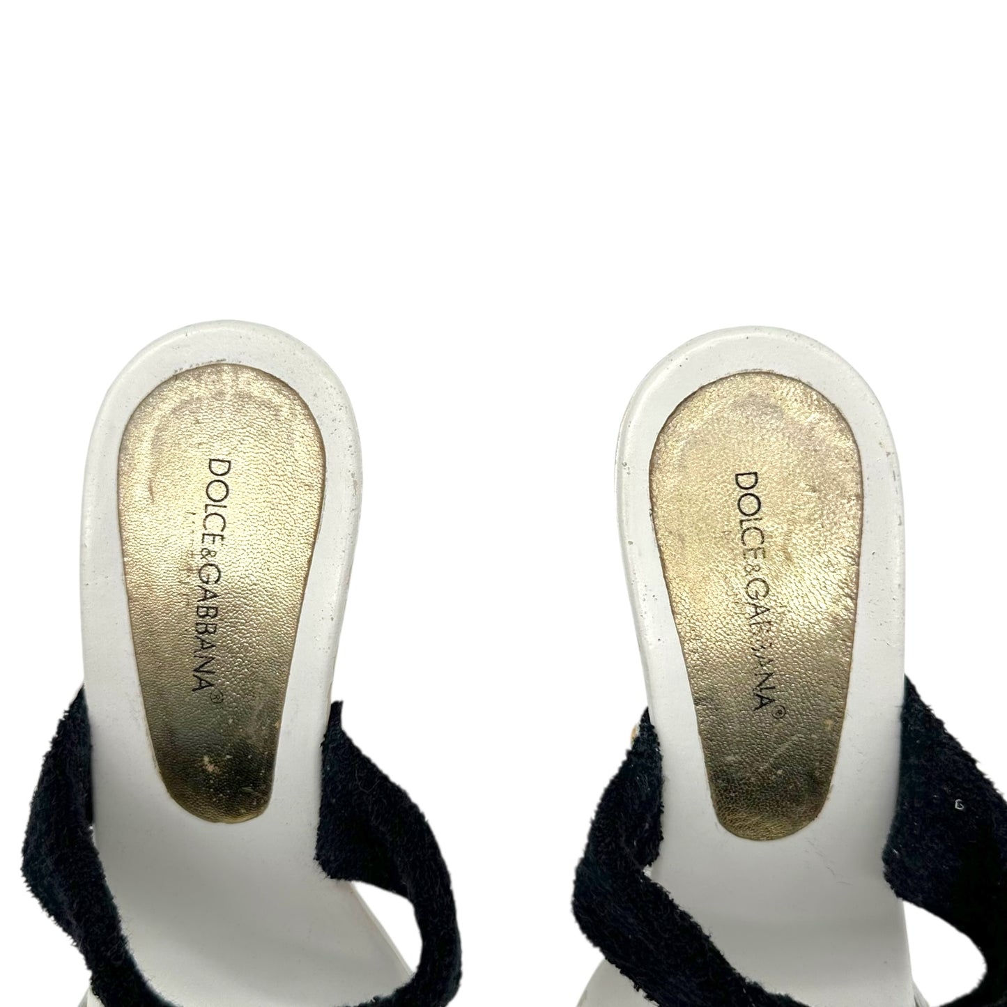 Dolce & Gabbana White & Black Heeled Sandals - Outfit Repeater