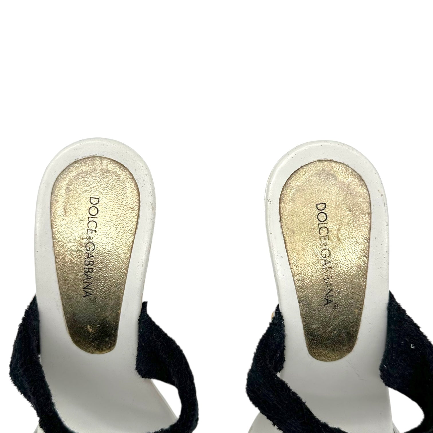 Dolce & Gabbana White & Black Heeled Sandals - Outfit Repeater