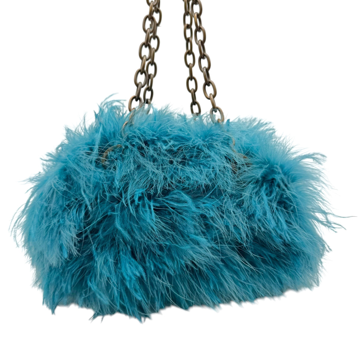 Alberta Ferretti Turquoise Ostrich Feather Shoulder Bag