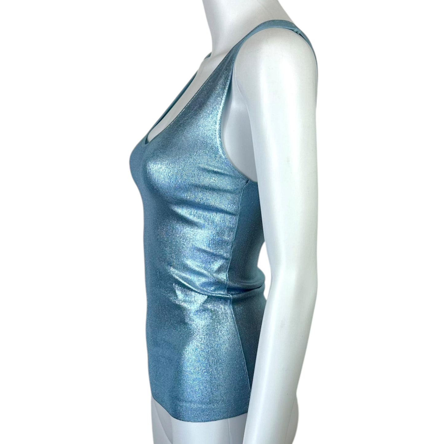Tom Ford 2021 Light Blue Metallic Knit Tank Top