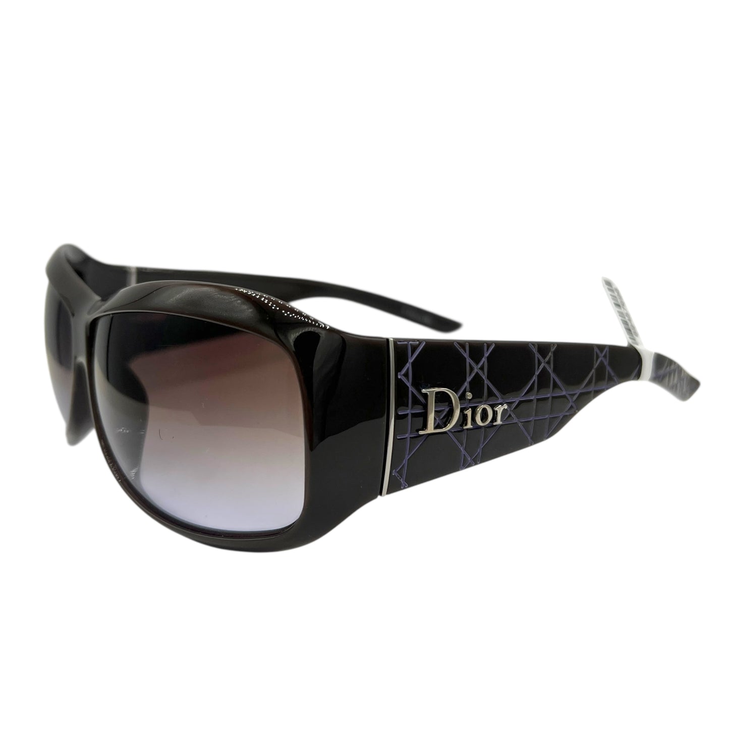 Christian Dior Brown & Purple Cannage Shield Sunglasses w/ Case