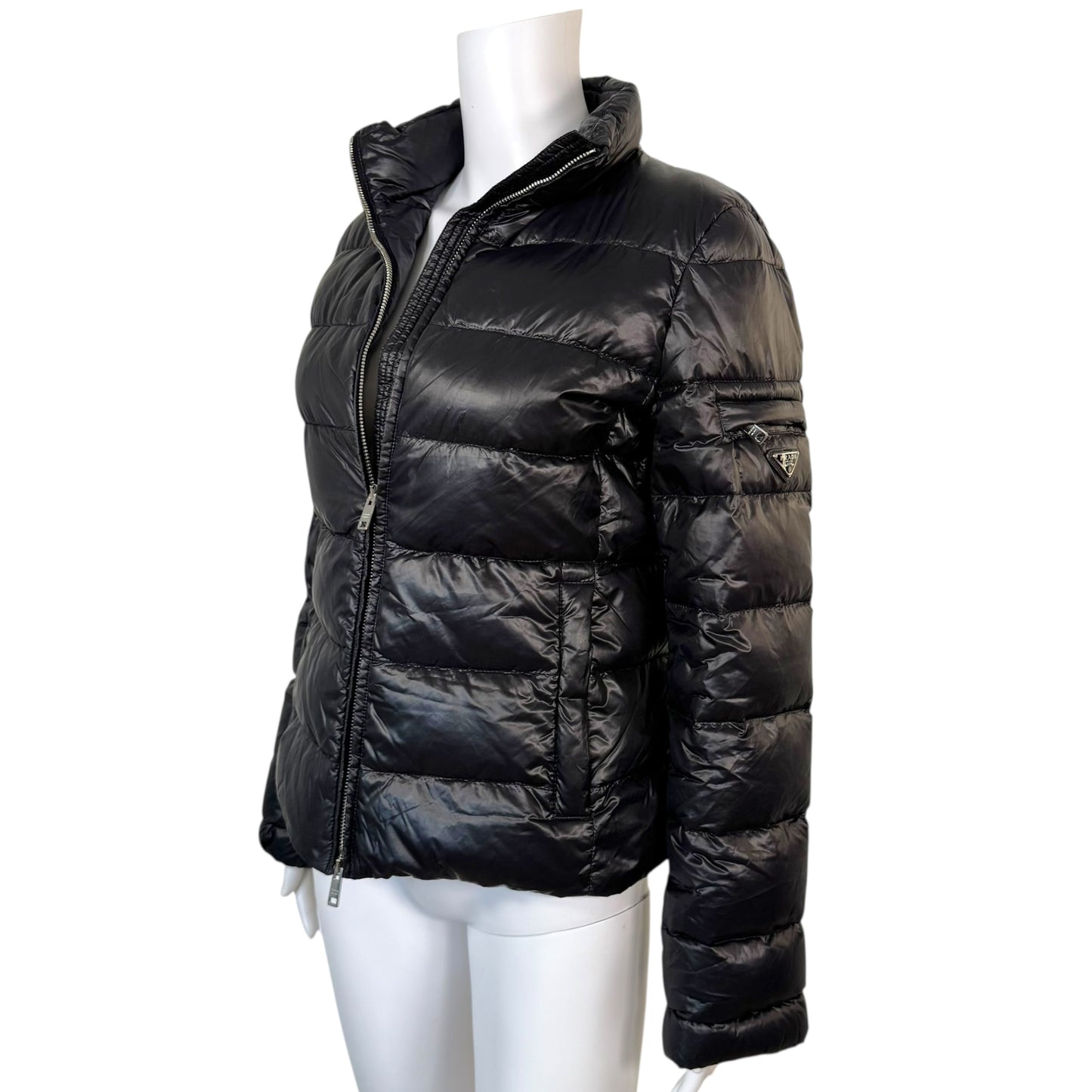 Prada Black Down Fill Quilted Puffer Coat