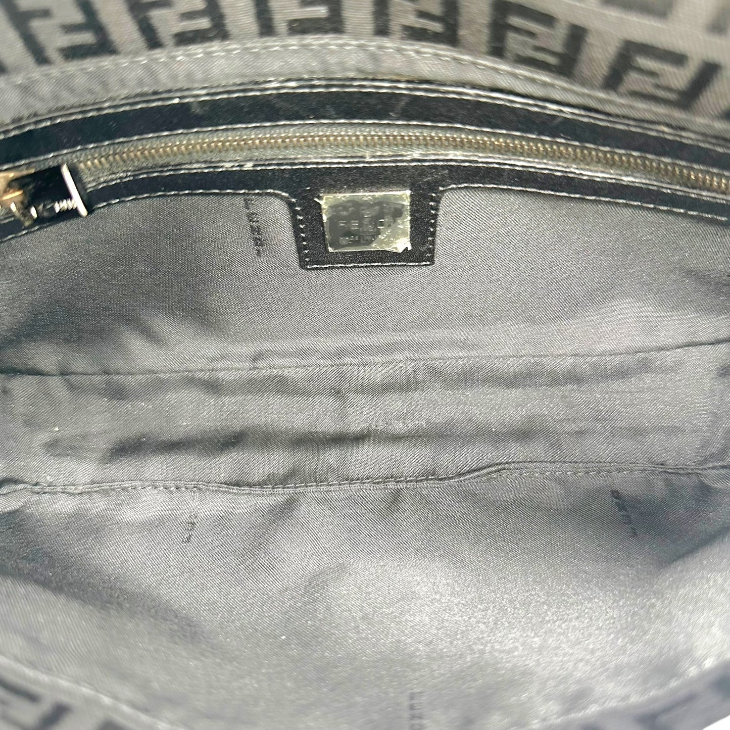 Fendi Black Zucchino Monogram Baguette Bag