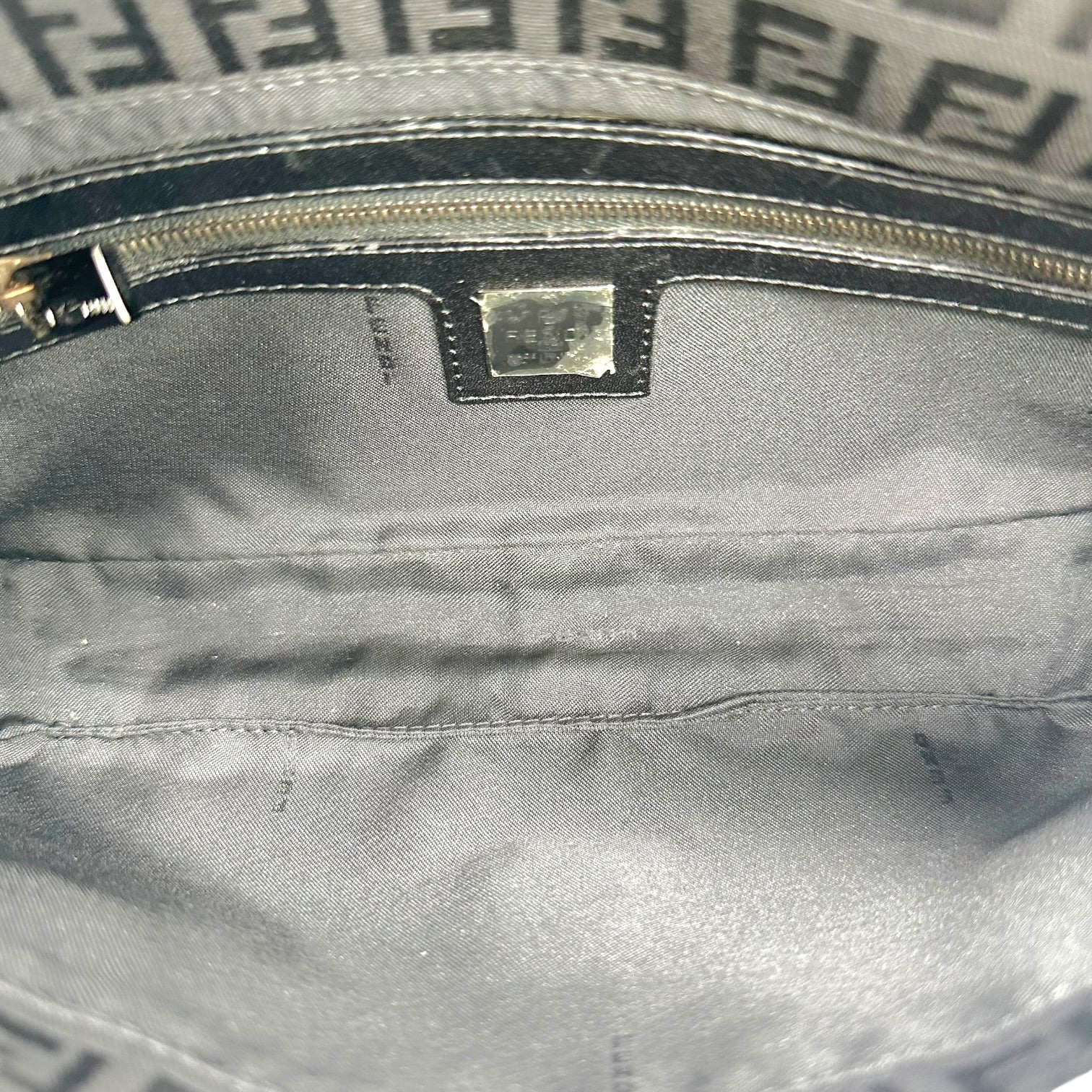 Fendi Black Zucchino Monogram Baguette Bag