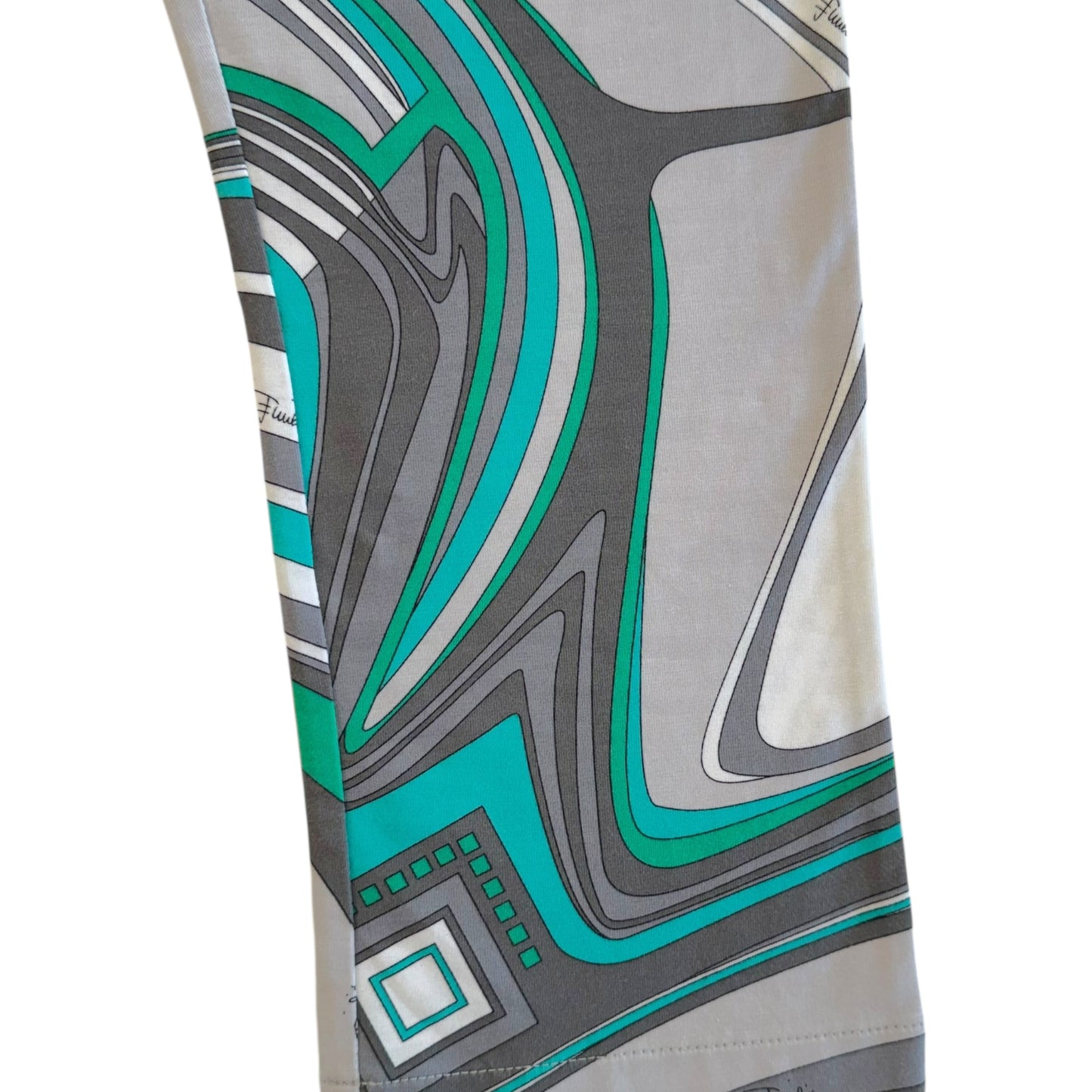 Emilio Pucci Teal Blue & White Printed Capri Pants