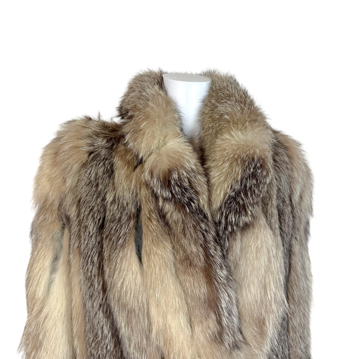 Saga Fox Silver Fox Fur Coat with Wide Collar