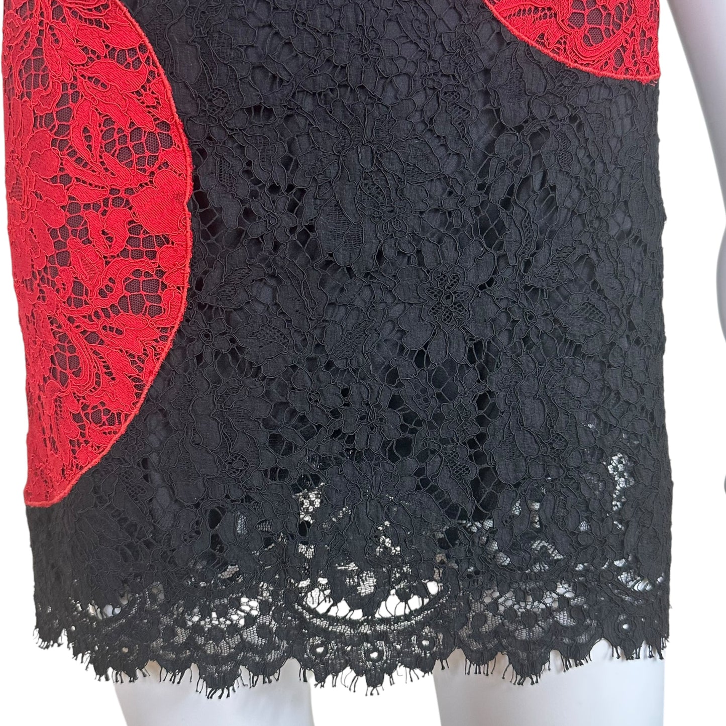 Dolce & Gabbana Red & Black Polka Dot Lace Mini Dress