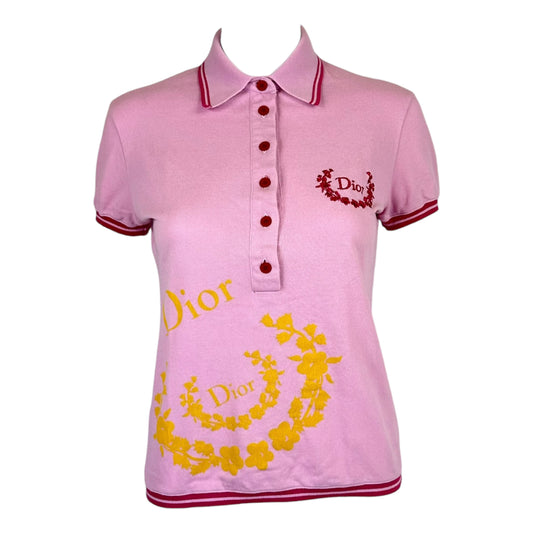Christian Dior F/W 2004 Light Pink Short Sleeve Logo Polo