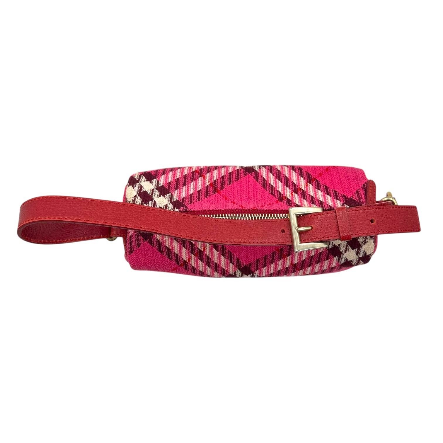 Burberry Blue Label Pink & Red Nova Check Plaid Mini Pochette Bag - Outfit Repeater