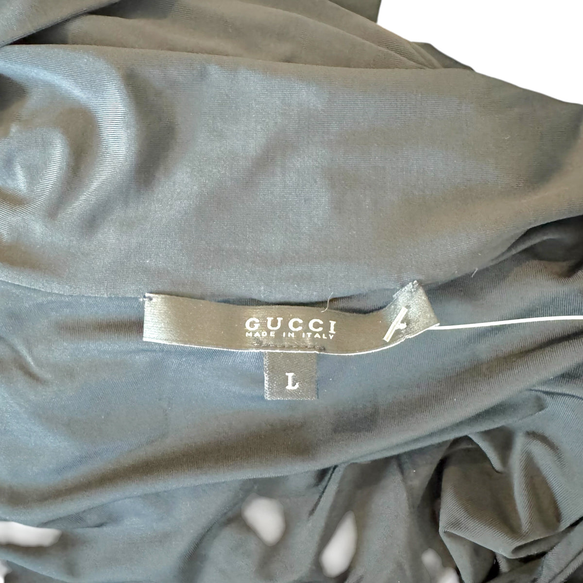 Gucci 2006 Black Tie Front Sleeveless Top w/ Gold Logo Charm