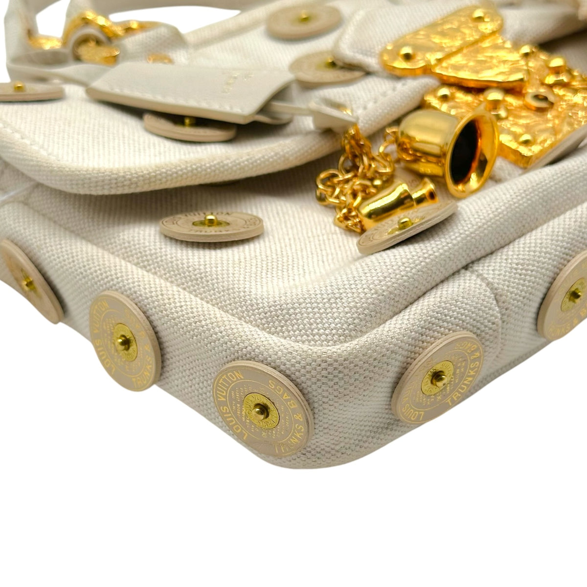 Louis Vuitton Ivory Gold Handbag with Gold Accents
