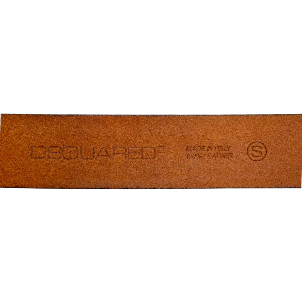 Dsquared2 Brown Etched Leather Buckle Logo Belt