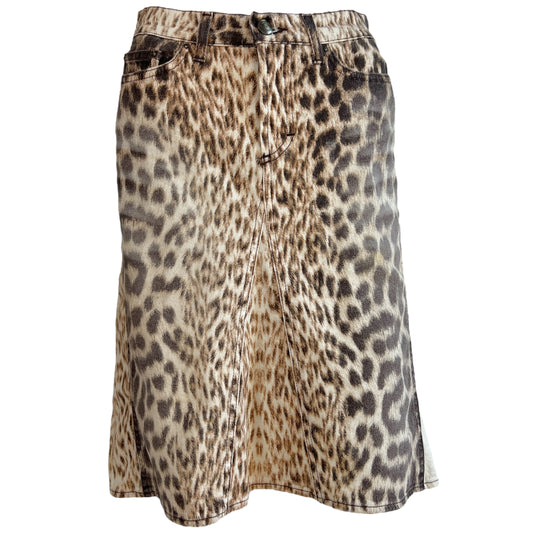 Just Cavalli Roberto Cavalli Leopard Print Denim Midi Skirt - Outfit Repeater