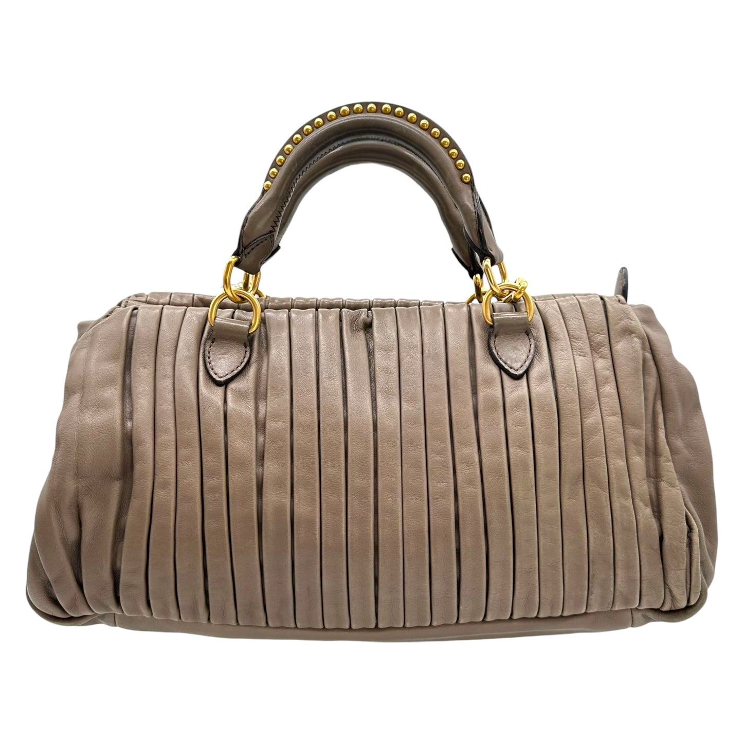 Miu Miu Gray & Gold Quilted East West 2-Way Bowler Bag