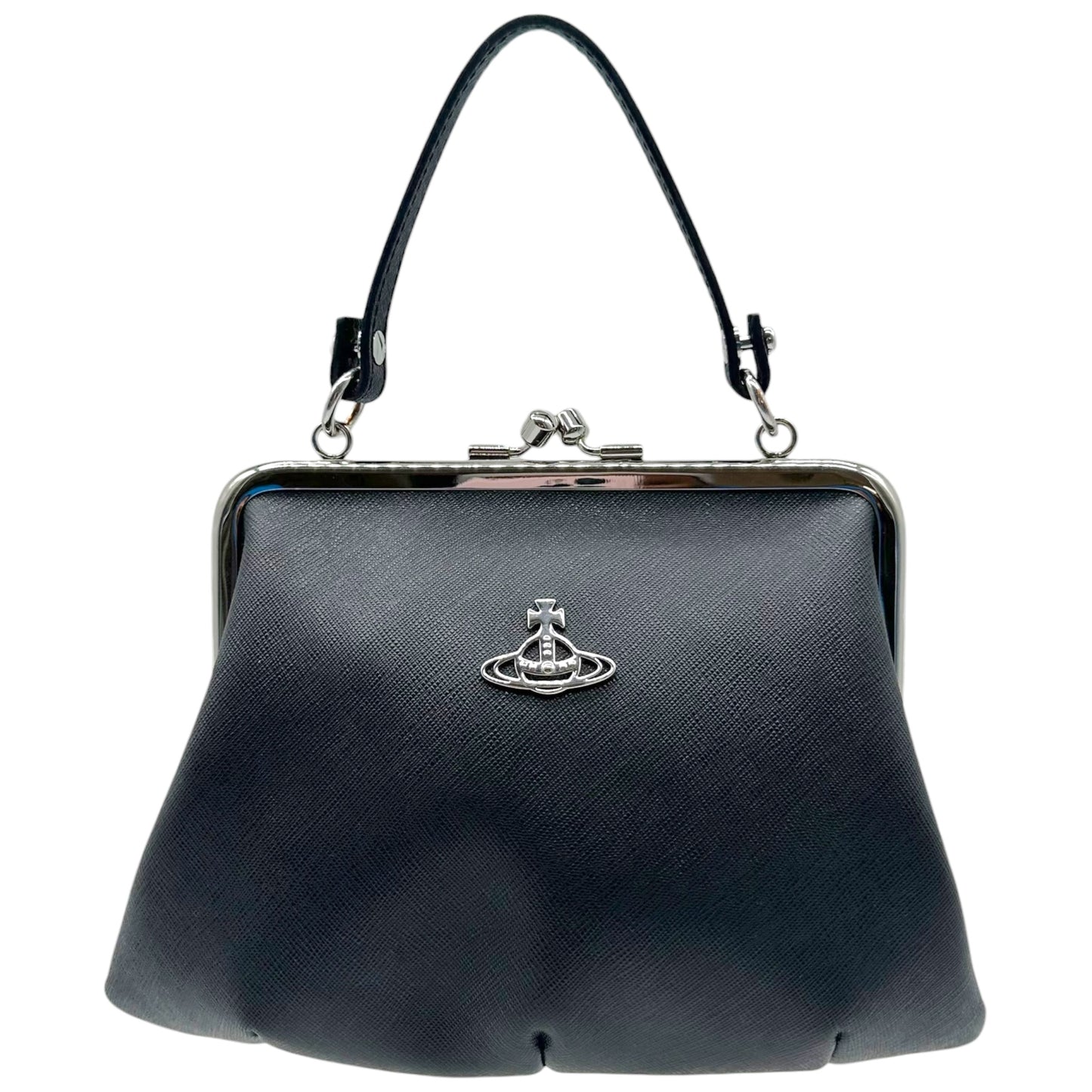 Vivienne Westwood Black Leather Mini Bag with Kisslock Closure