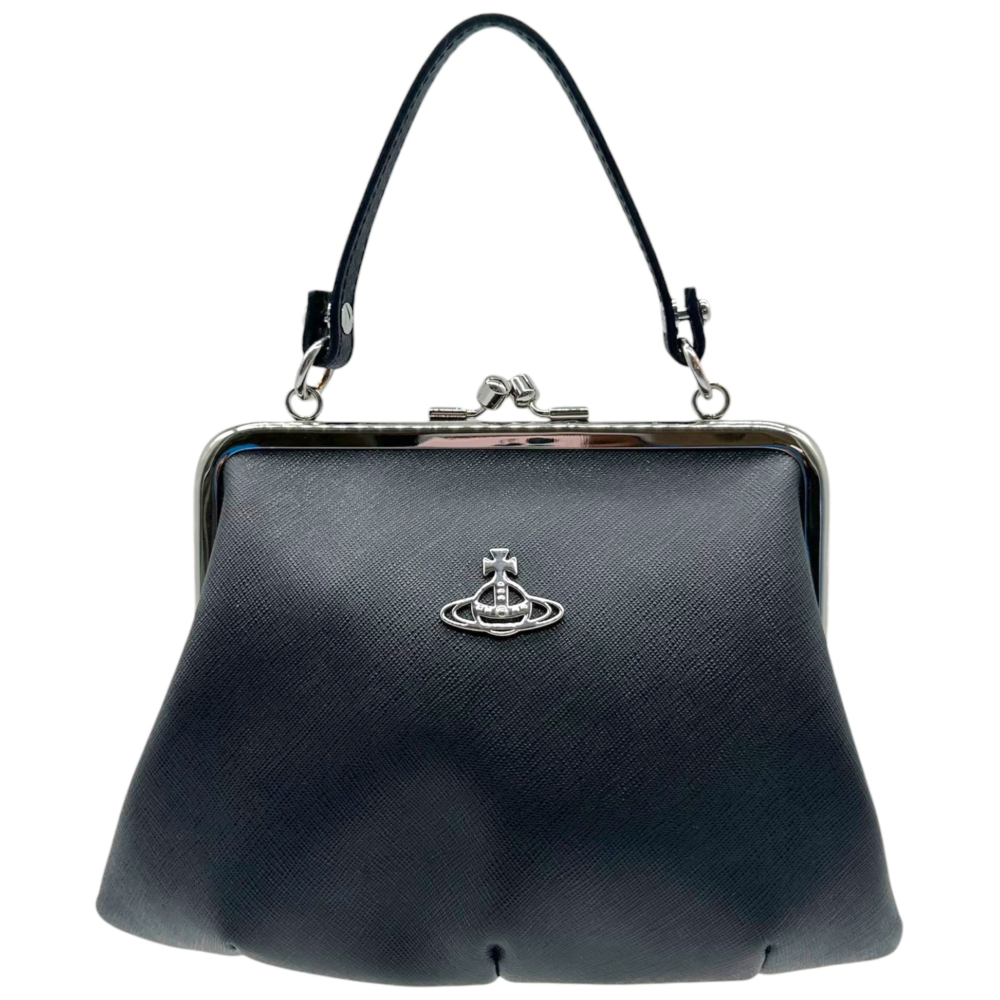 Vivienne Westwood Black Leather Mini Bag with Kisslock Closure