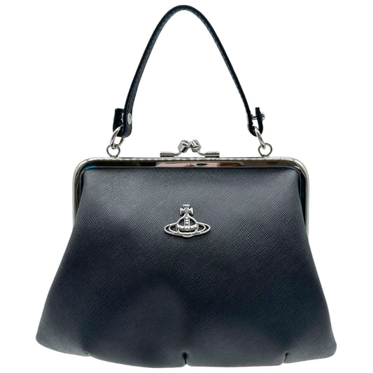 Vivienne Westwood Black Leather Mini Bag with Kisslock Closure