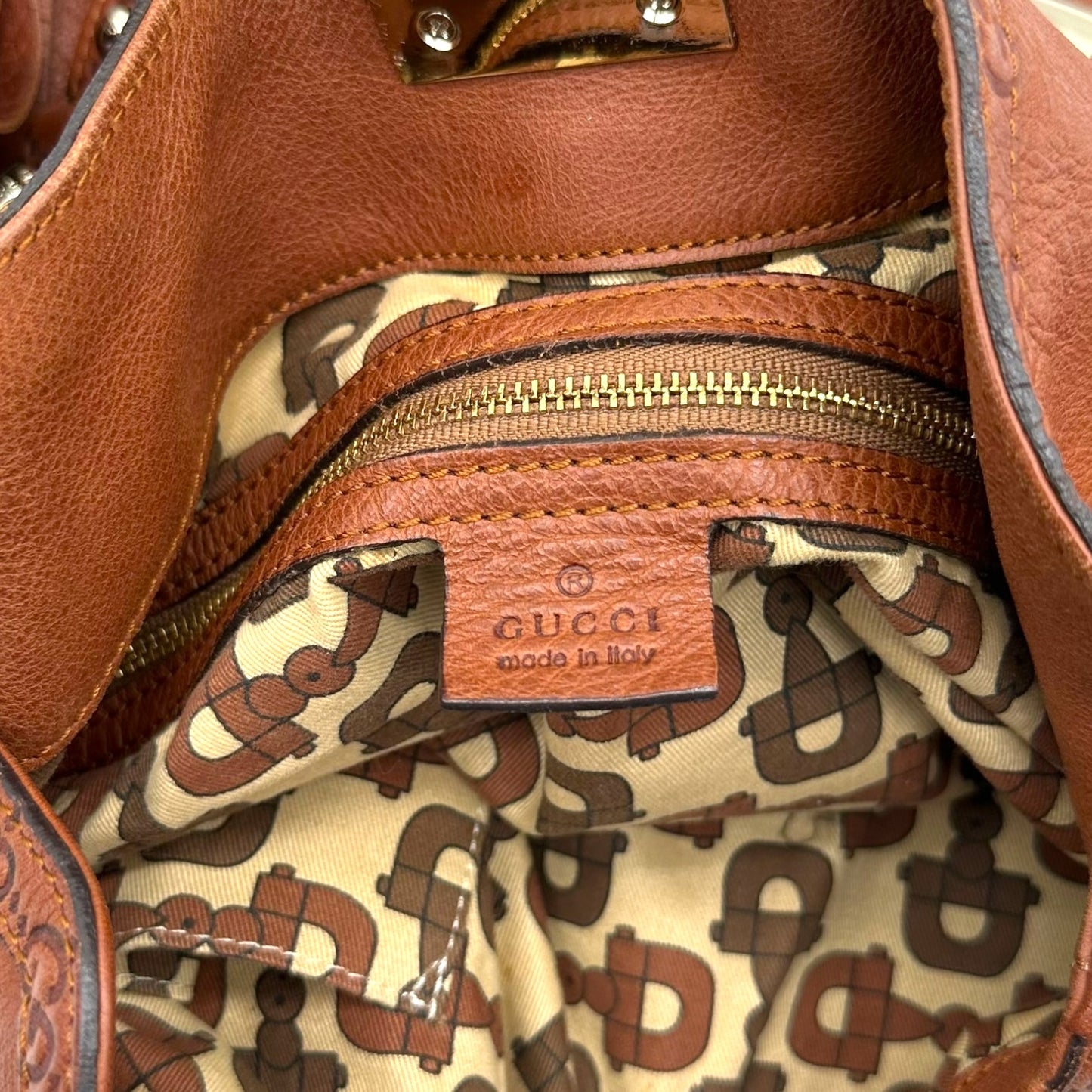 Gucci Brown Leather Guccissima Monogram Indy 2-Way Bag