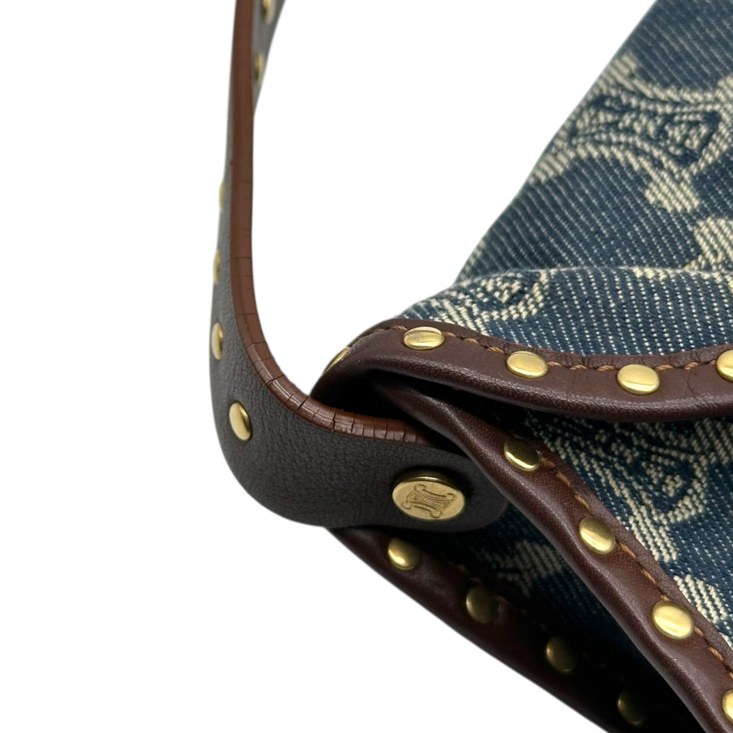 Celine Denim Triomphe Moogram Poulbot Shoulder Bag