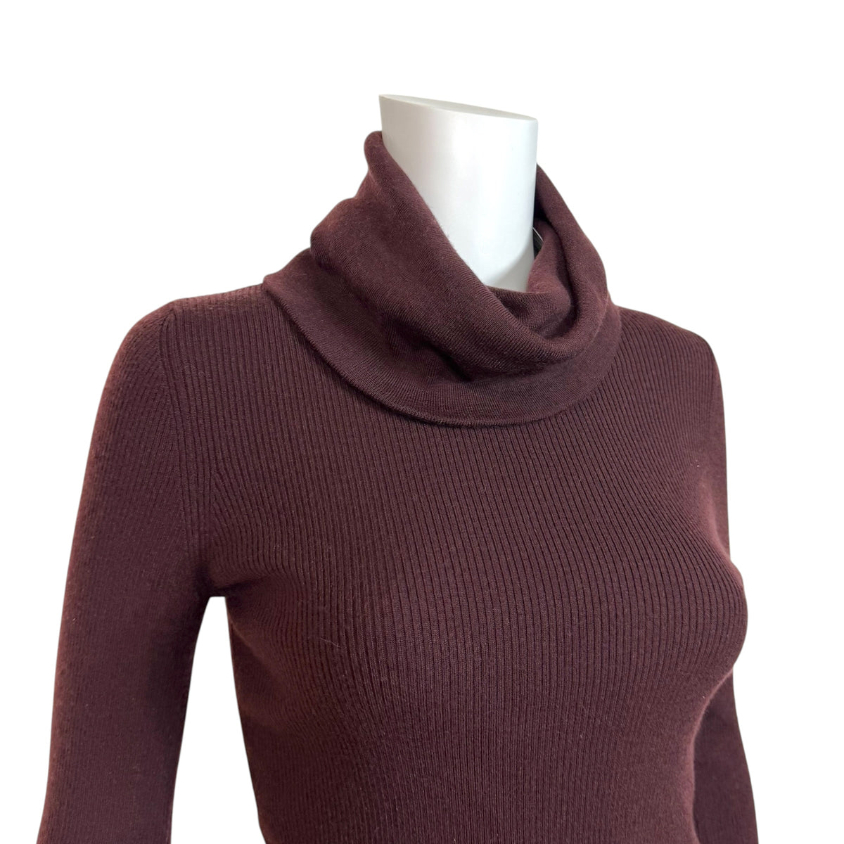 Celine Burgundy Cashmere Knit Turtleneck Sweater