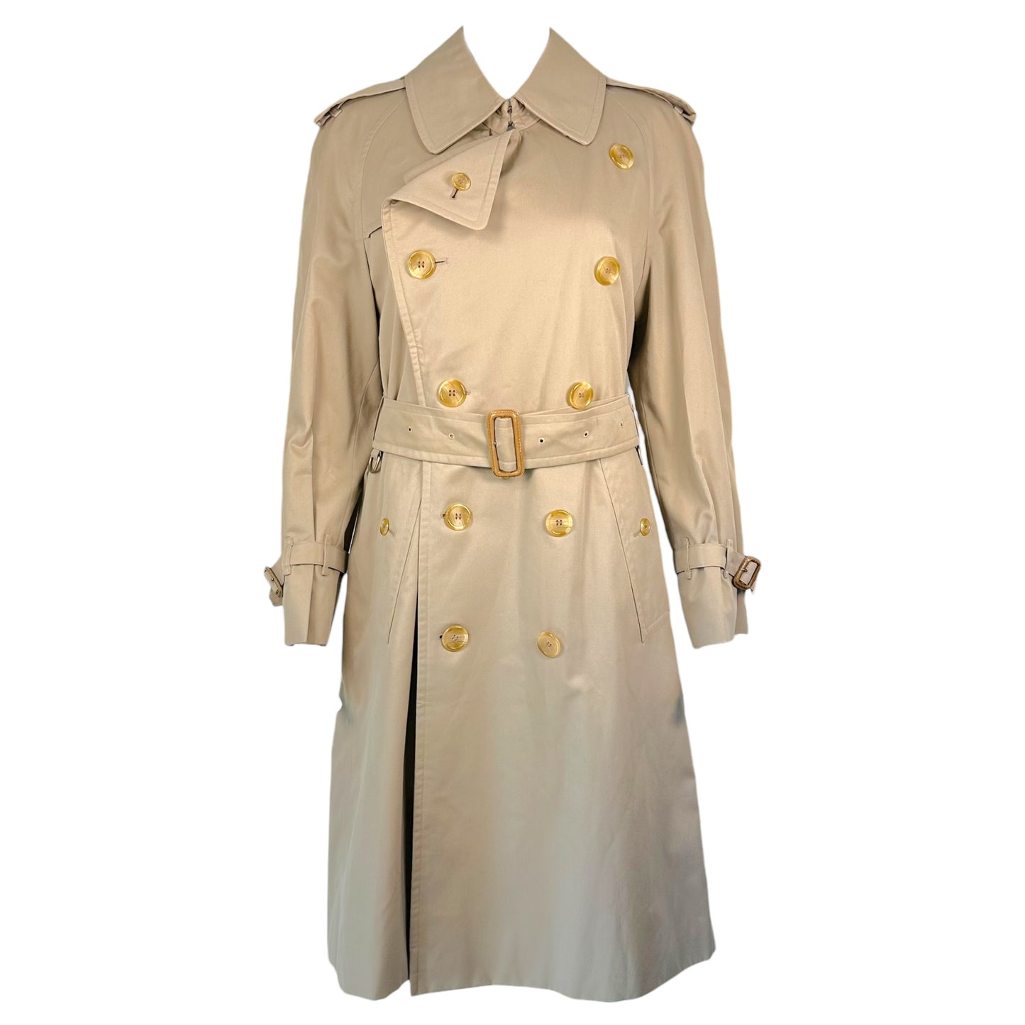 Burberry Vintage Tan Classic Mid-Length Trench Coat