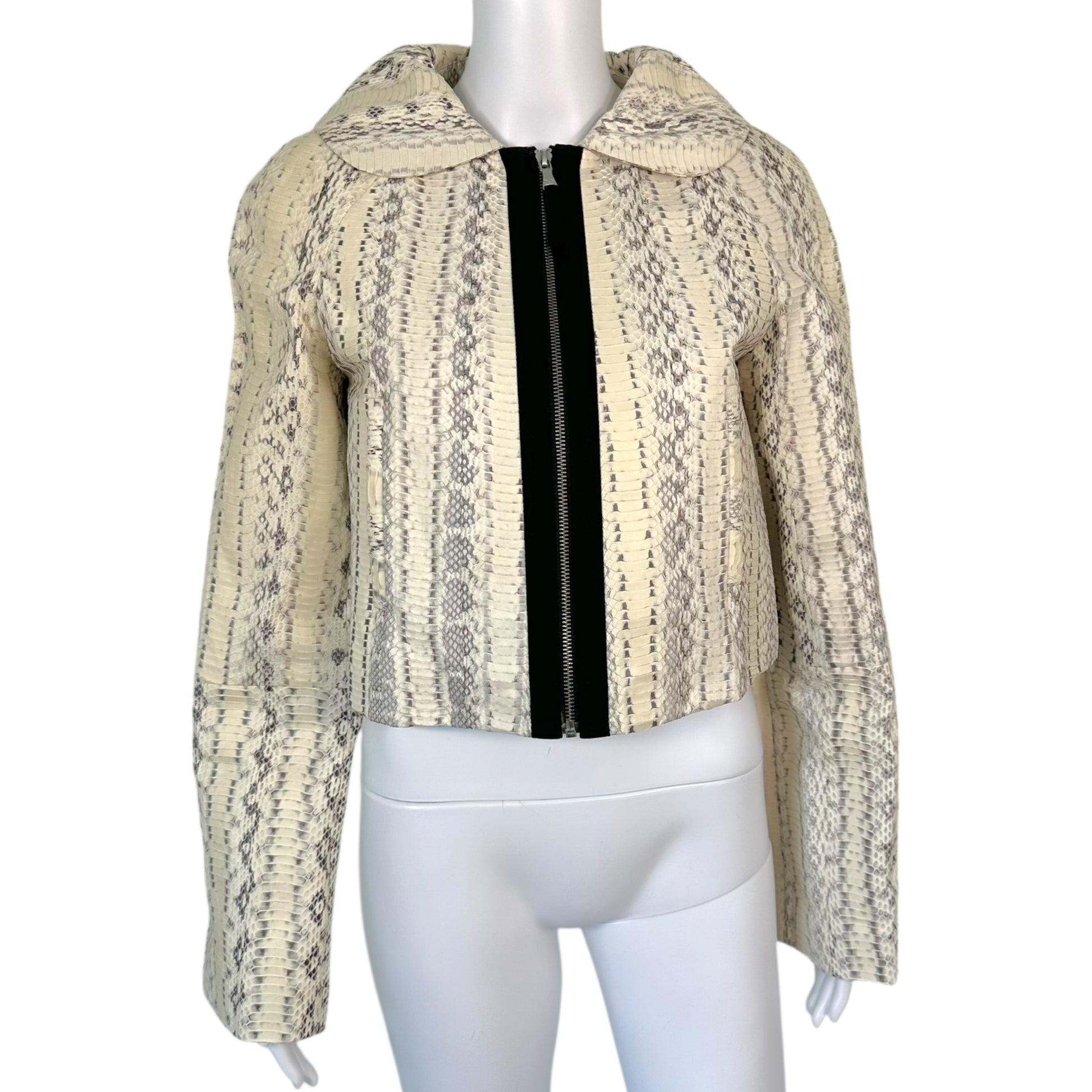 D&G Dolce & Gabbana White Watersnake Snakeskin Crop Jacket - Outfit Repeater