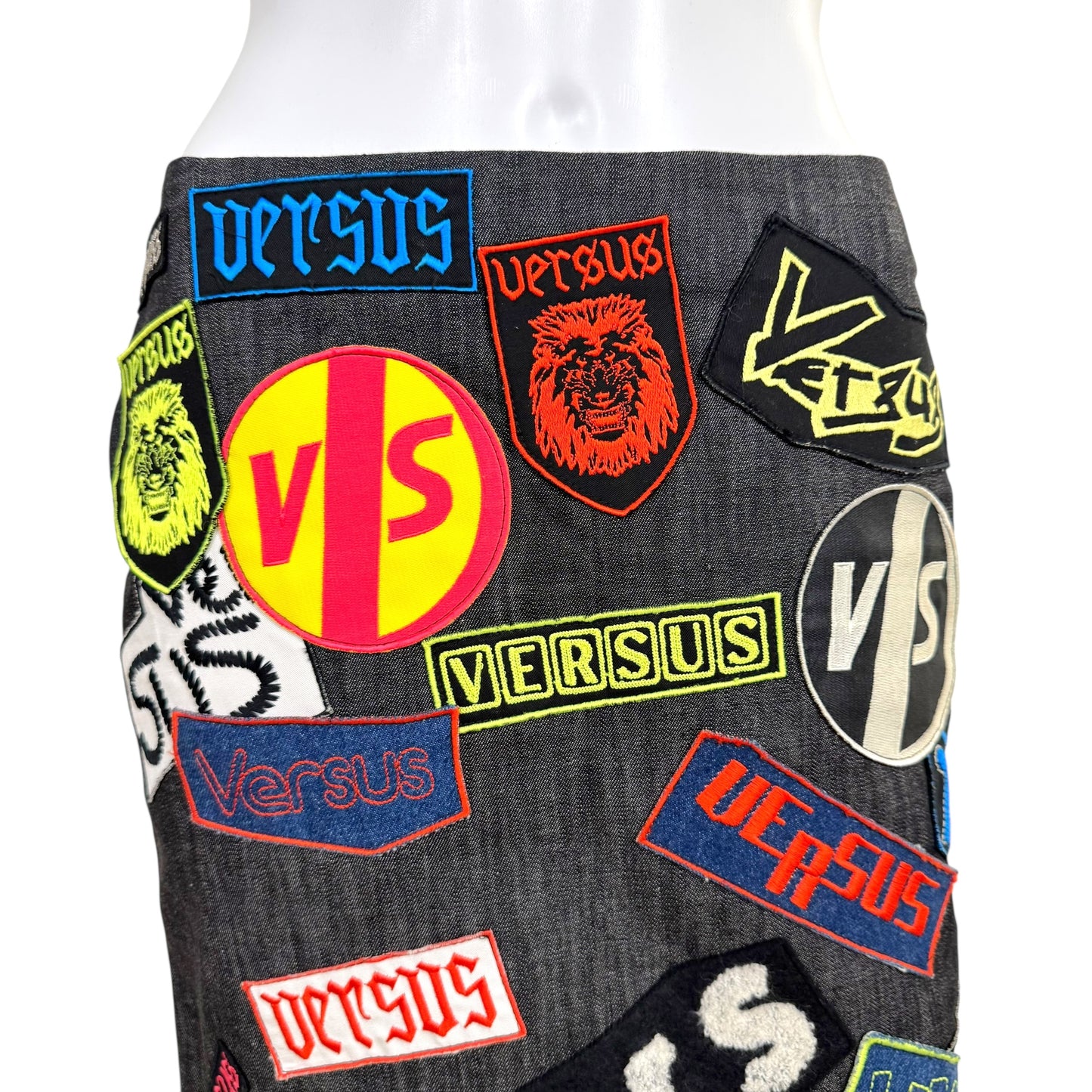 Versace Versus Logo Patch Denim Midi Skirt - Outfit Repeater