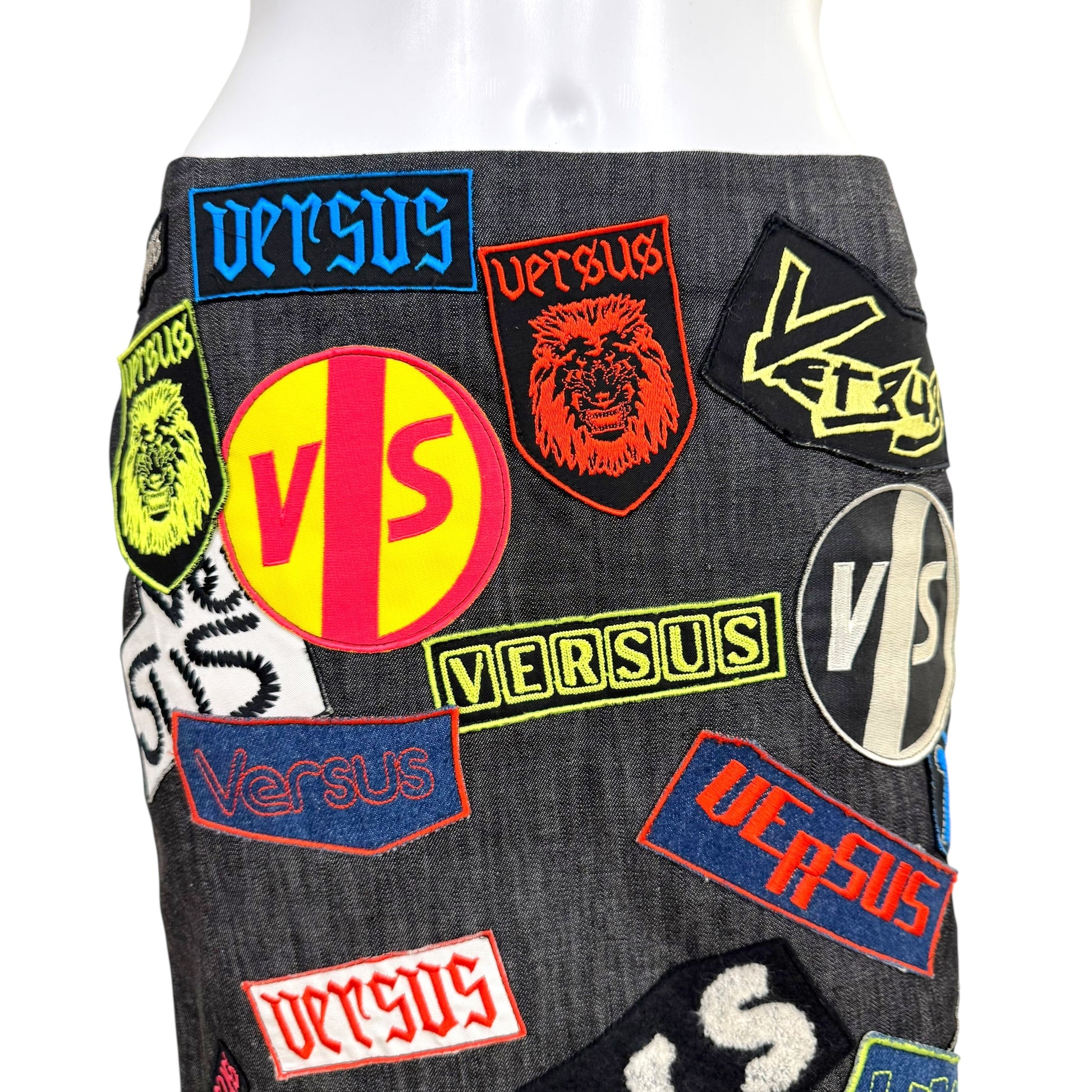Versace Versus Logo Patch Denim Midi Skirt - Outfit Repeater