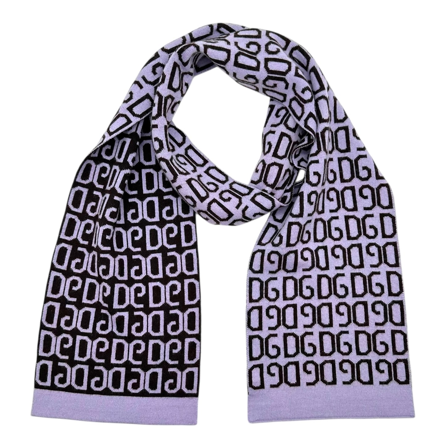 Dolce & Gabbana Reversible Logo Scarf Lavender Brown