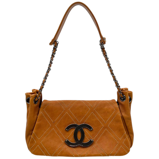 Chanel Cognac Brown Leather Accordion Bag 2005-06