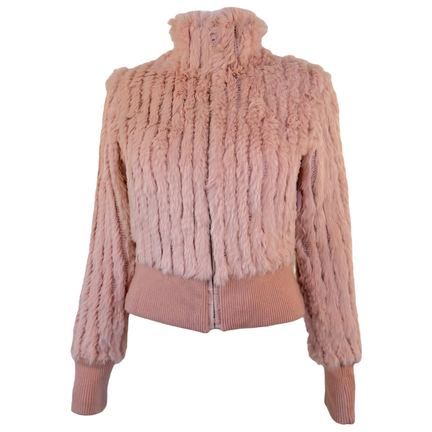 Morgan de Toi Pink Rabbit Fur Track Jacket - Outfit Repeater