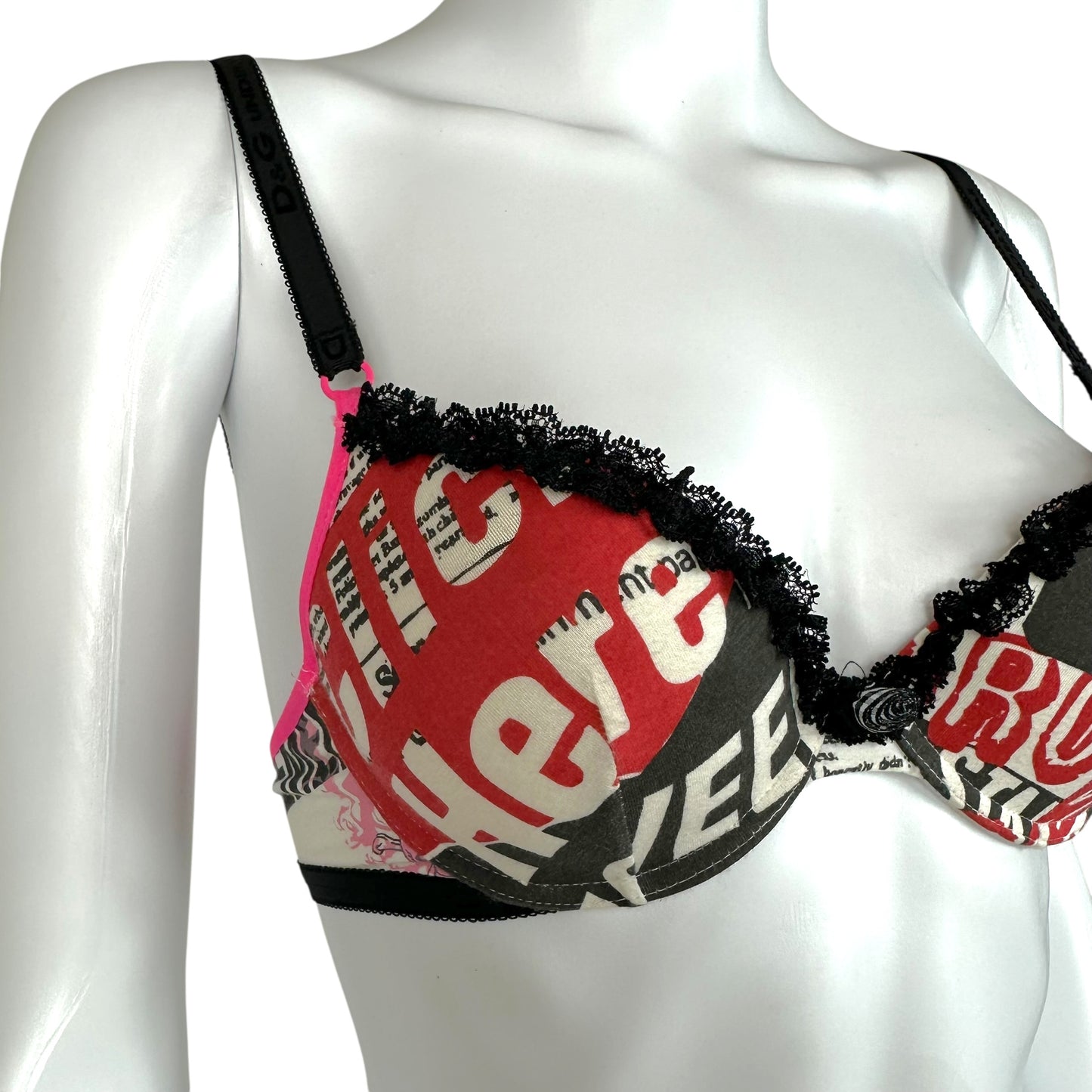 D&G Dolce & Gabbana Newsprint Bra