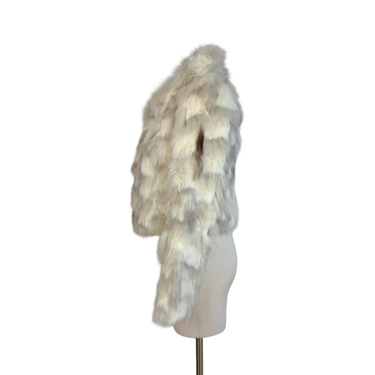 Burberry Ivory Brown Cropped Rabbit Fur Coat