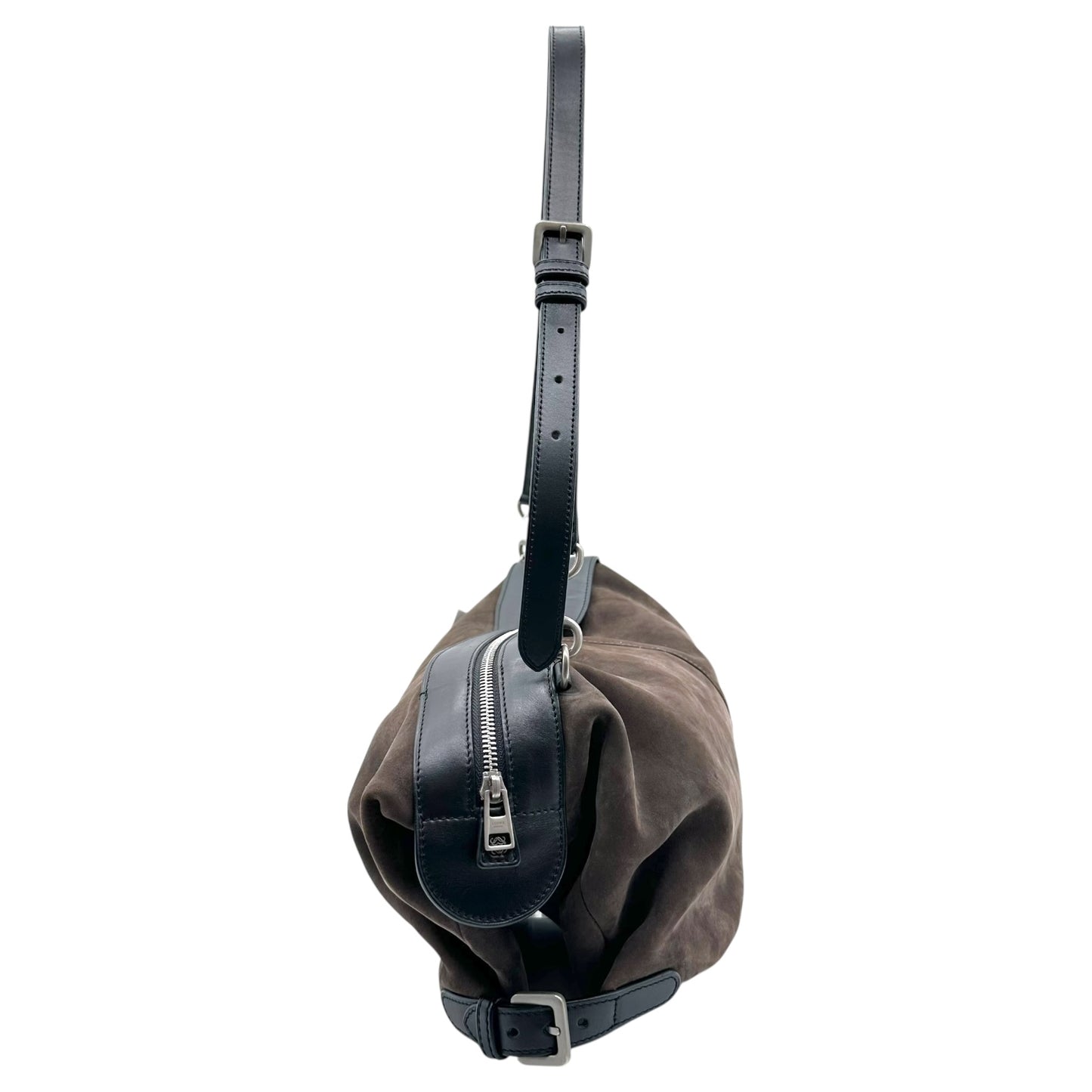 Loewe Brown Suede & Black Leather Slouchy Shoulder Bag - Outfit Repeater