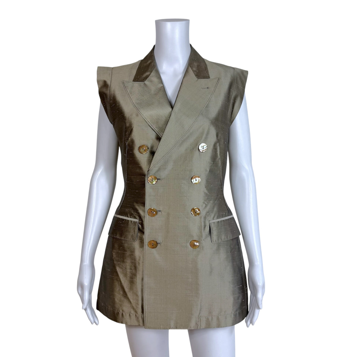 Jean Paul Gaultier Silk Mother of Pearl Blazer Pant Set
