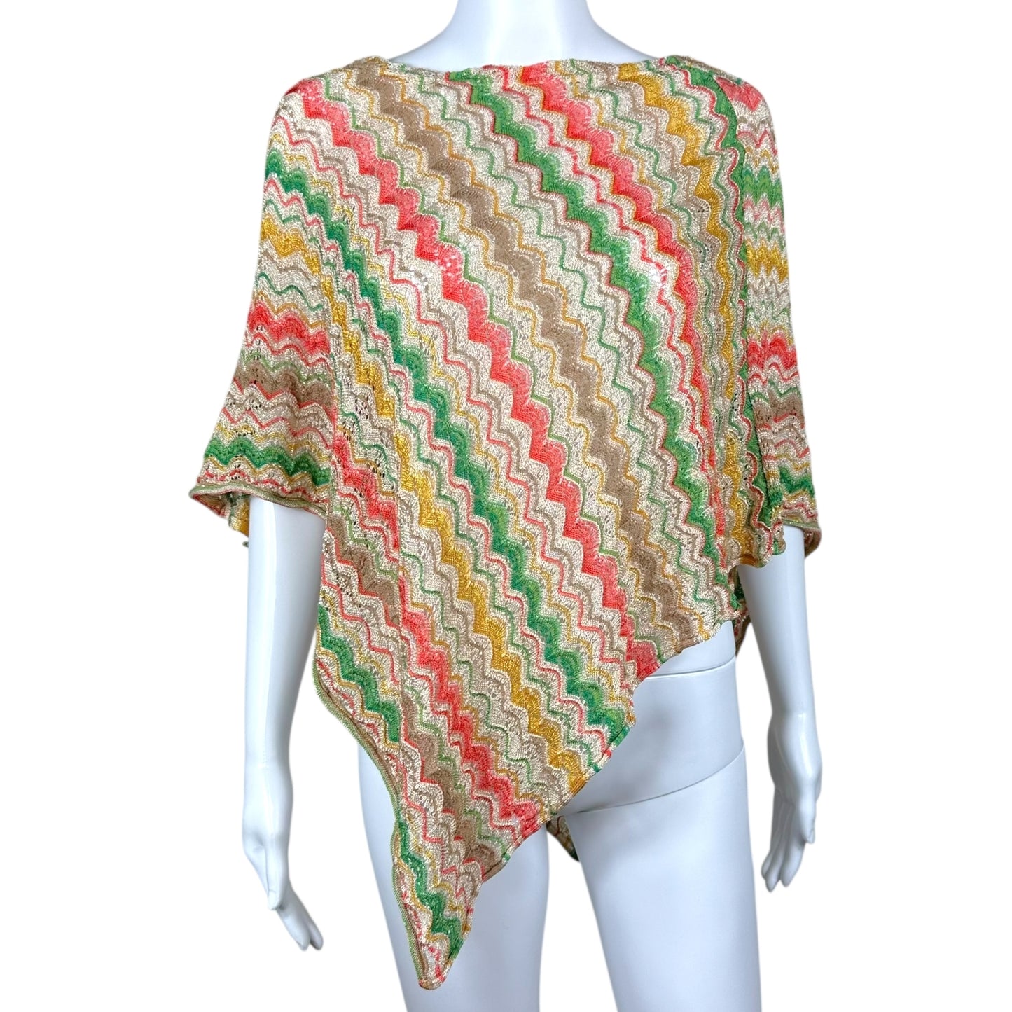 Missoni Multicolor Metallic Chevron Knit Poncho