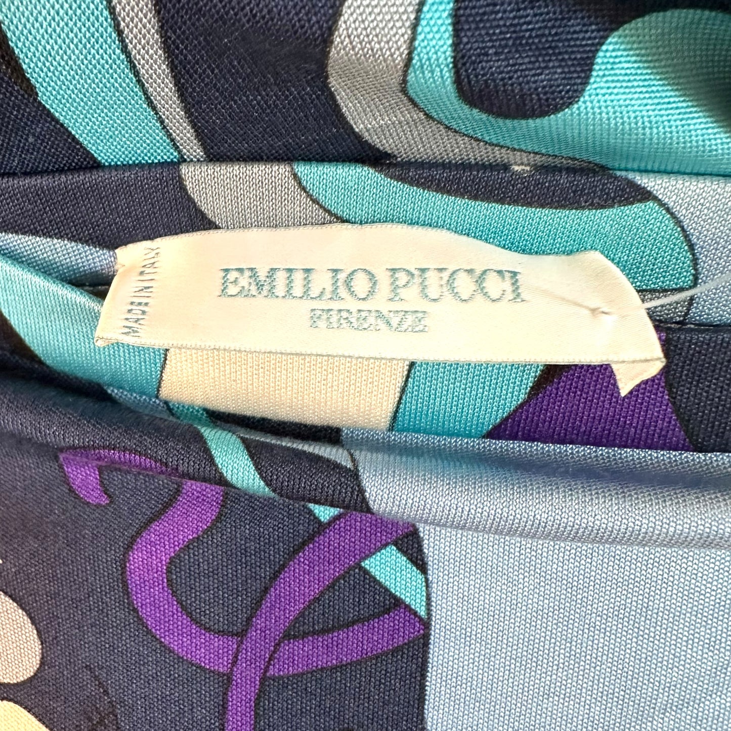 Emilio Pucci Blue Floral Printed Silk Knit Midi Skirt