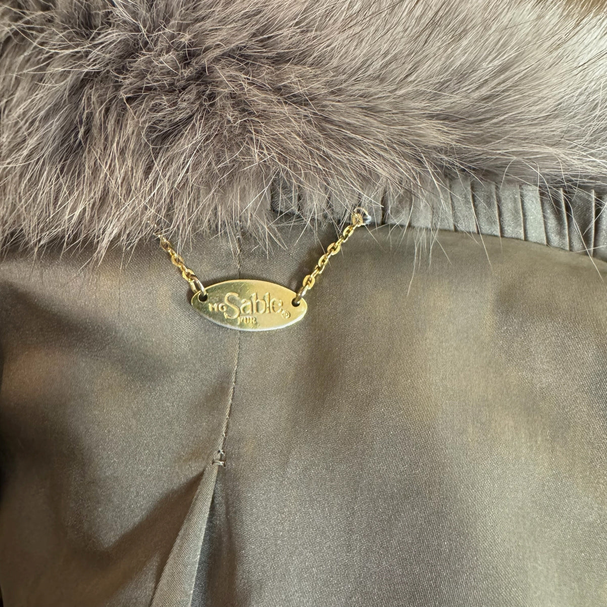 MG Gray Fox Fur Coat with Voluminous Collar
