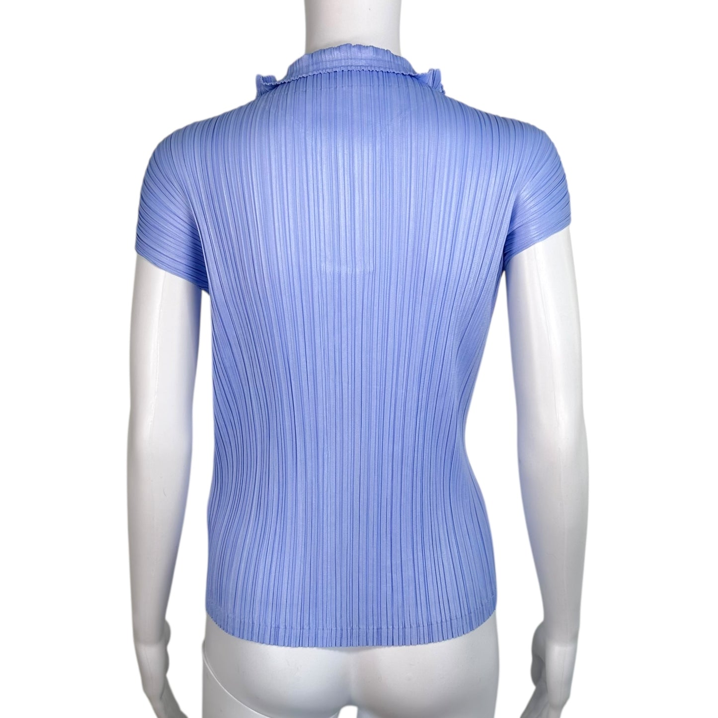 Issey Miyake Pleats Please Periwinkle Collared Top