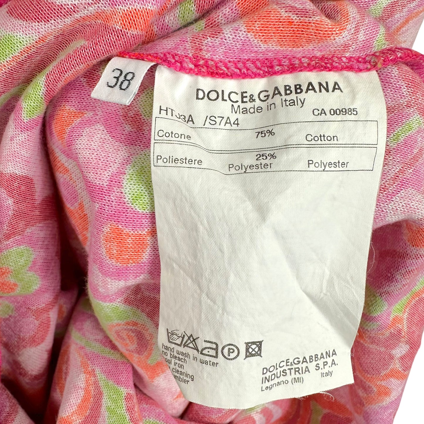 Dolce & Gabbana Bright Pink & Green Floral Print Terrycloth Tank