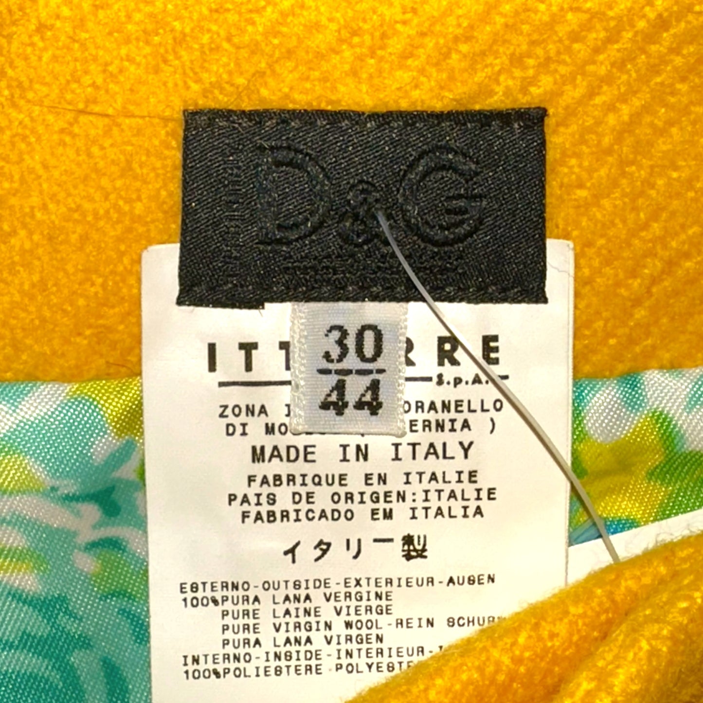 Dolce & Gabbana Yellow Wool Toggle Closure Mini Skirt