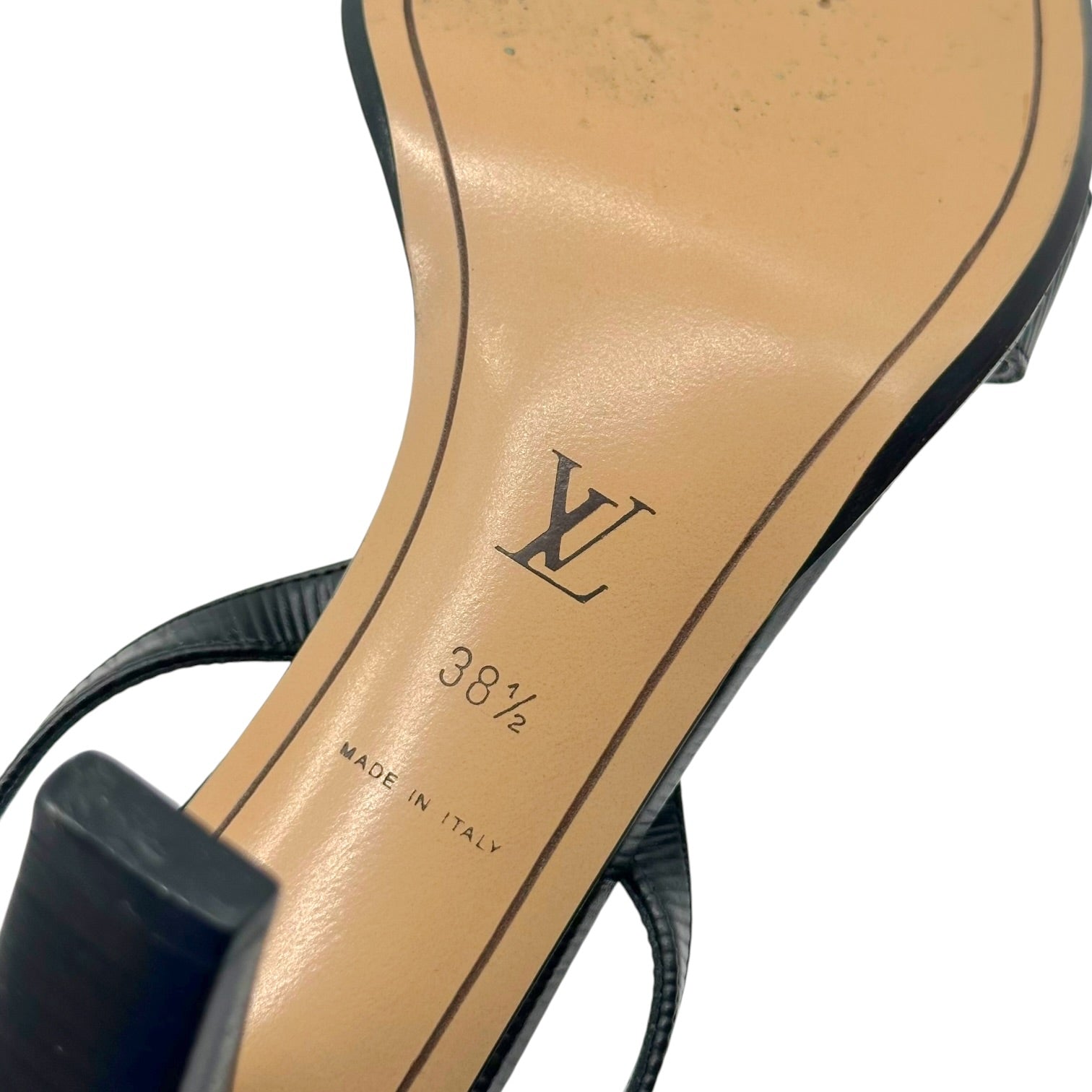Louis Vuitton Black Epi Leather Slingback Sandal Heels