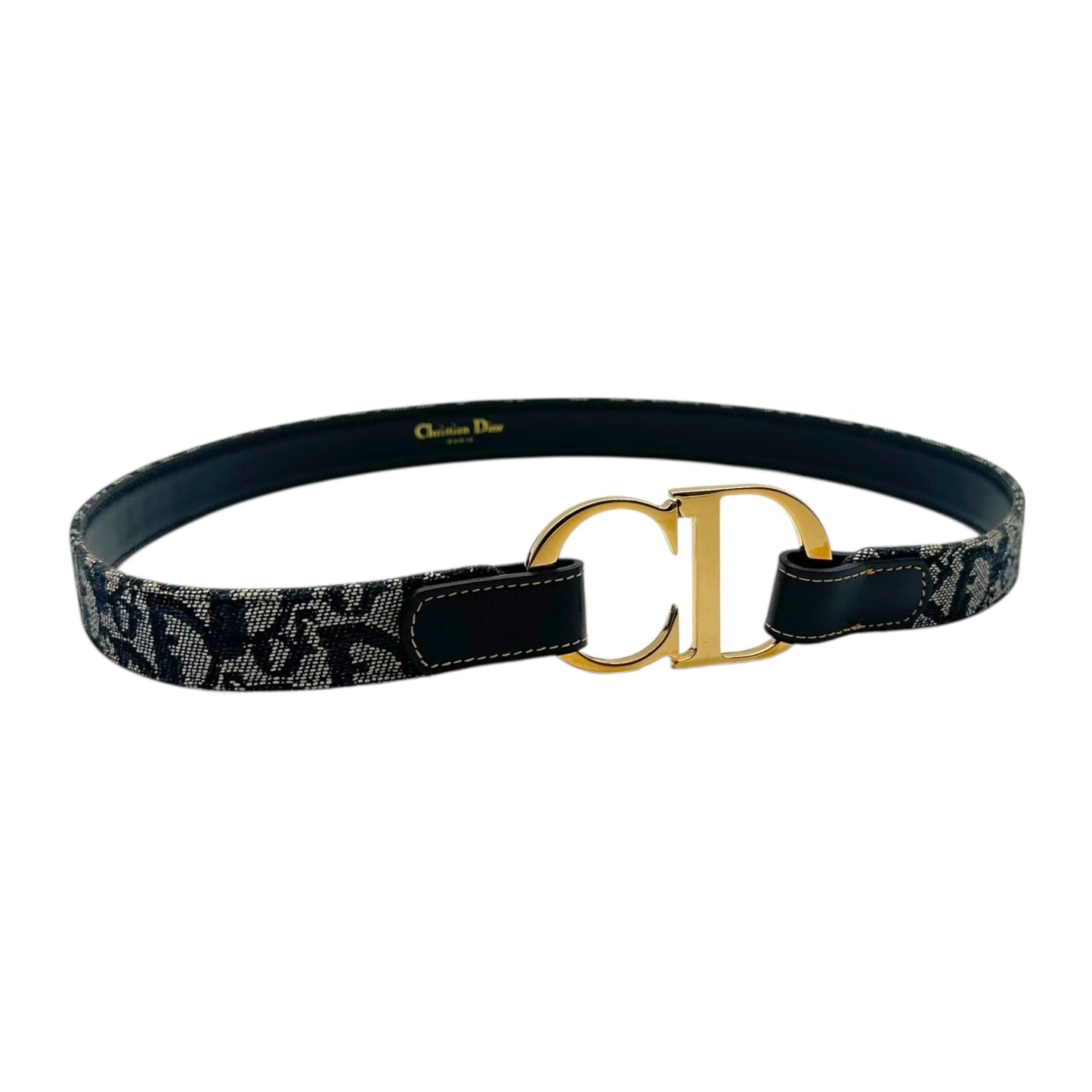 Christian Dior Navy Blue Trotter Monogram CD Logo Belt