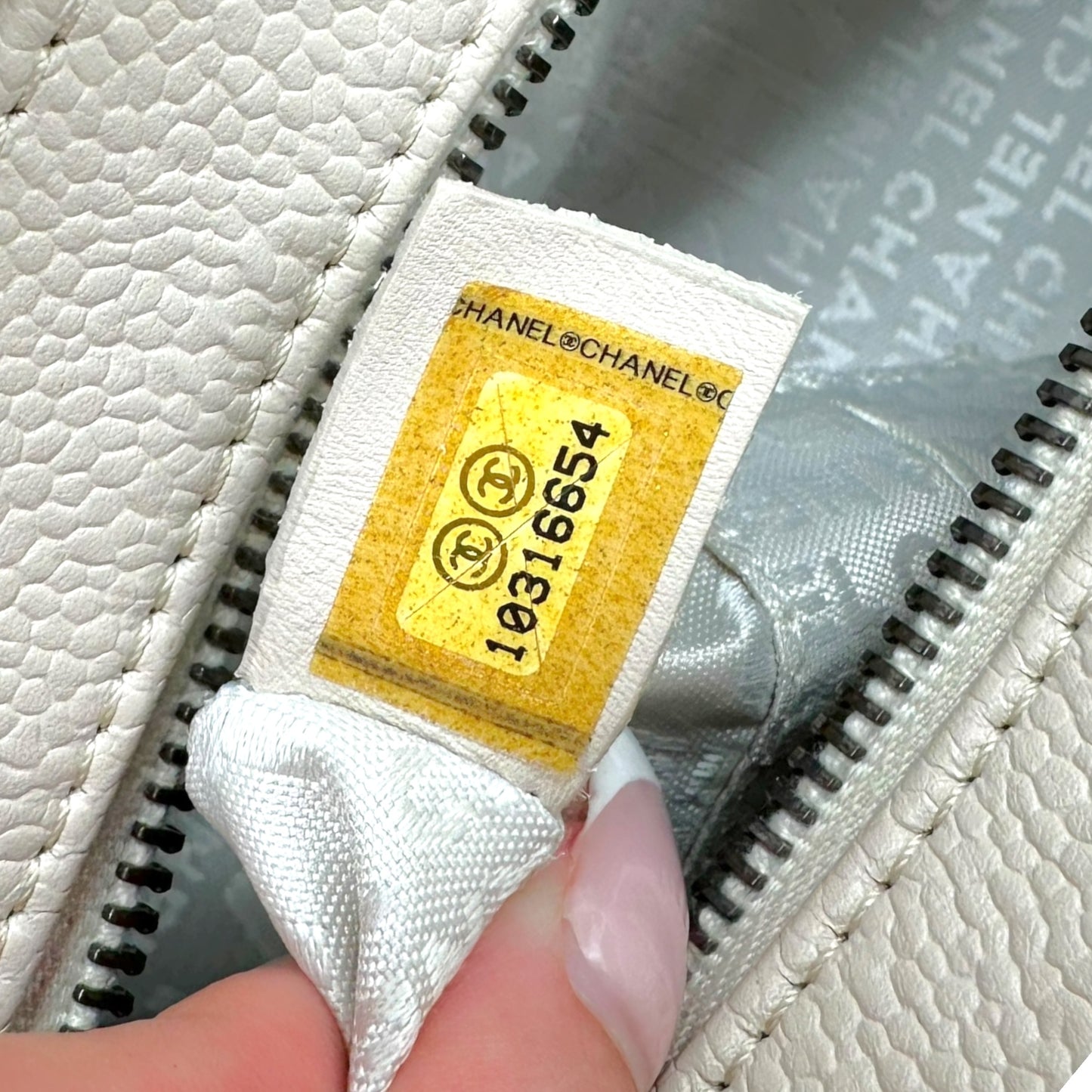 Chanel Ivory Caviar Leather Small Bowler Shoulder Bag