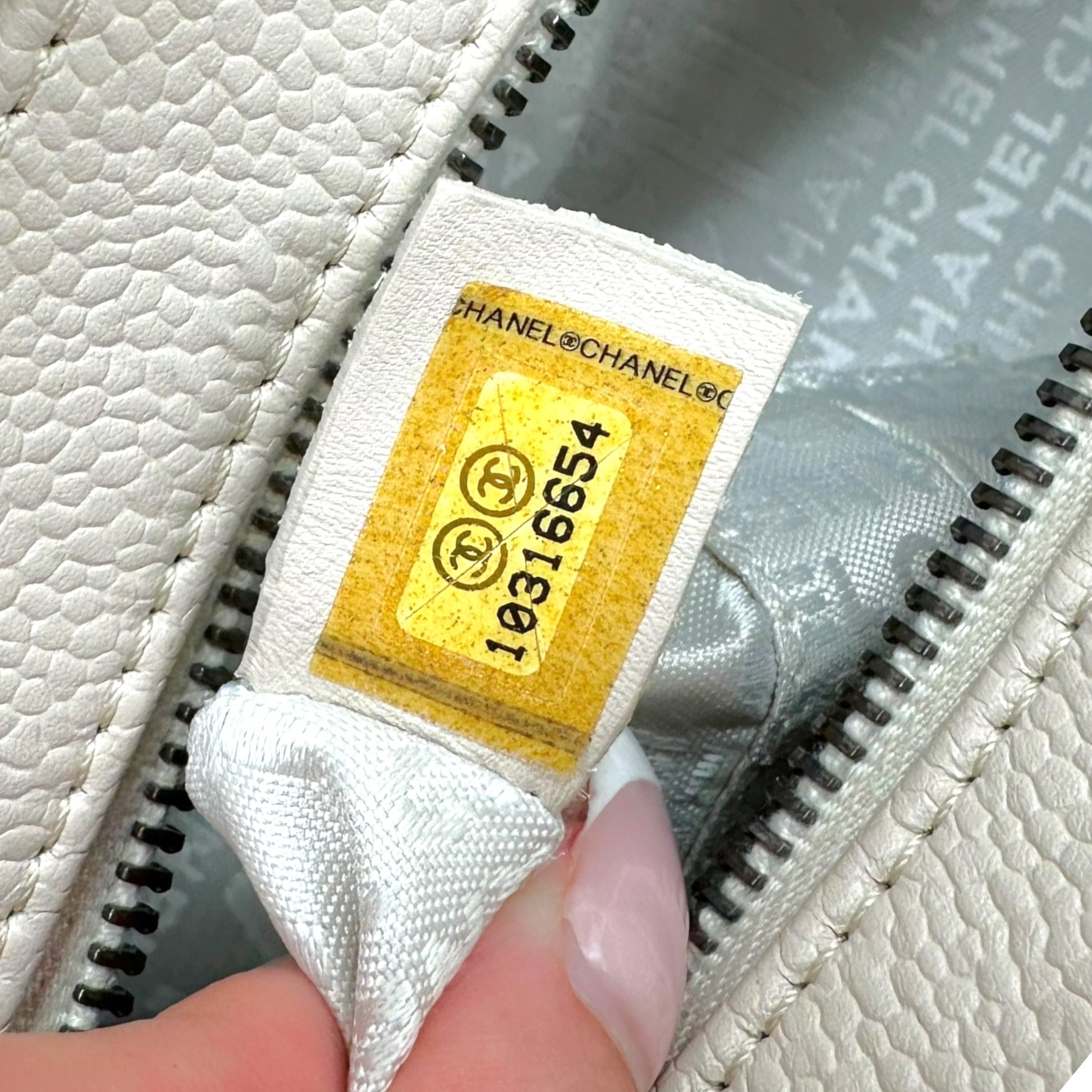 Chanel Ivory Caviar Leather Small Bowler Shoulder Bag